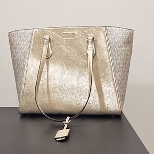 Michael Kors Metallic Gold Logo Tote